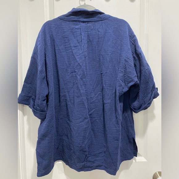 Free People Lou Blazer Shirt Navy - Picture 8 of 8